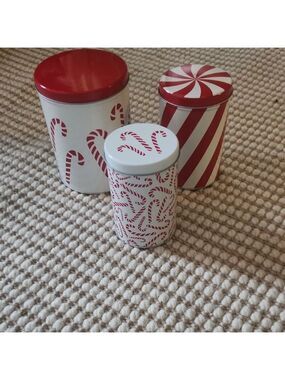 IKEA Festive Red and White Candy Cane Tins